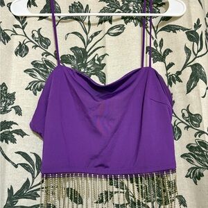 Charlotte Russe Purple Top with Beaded Fringe